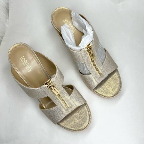 MICHAEL Michael Kors Women's Bradley Espadrille Platform Wedges Pale Gold 7M - Picture 2 of 12